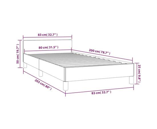Cadru de pat cu tăblie, negru, 80x200 cm, piele ecologică, 9 image