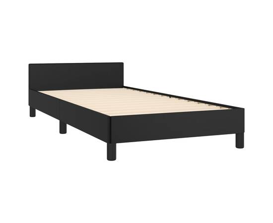 Cadru de pat cu tăblie, negru, 80x200 cm, piele ecologică, 4 image