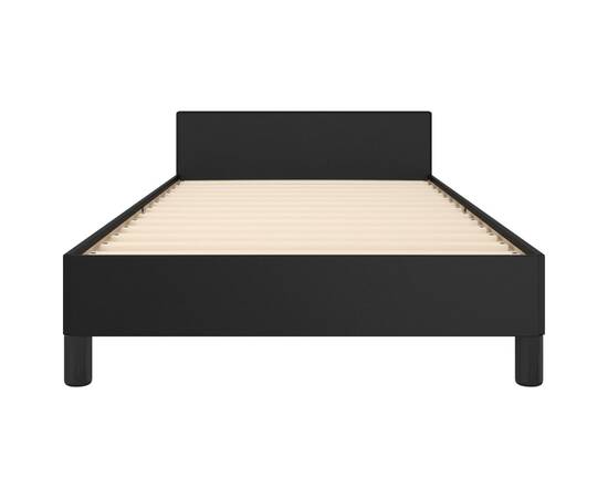 Cadru de pat cu tăblie, negru, 80x200 cm, piele ecologică, 5 image