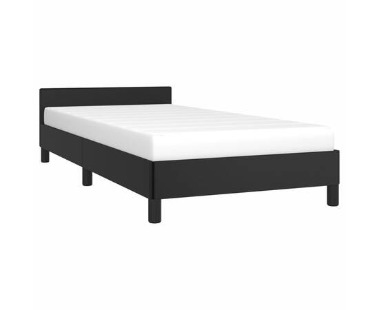Cadru de pat cu tăblie, negru, 80x200 cm, piele ecologică, 3 image