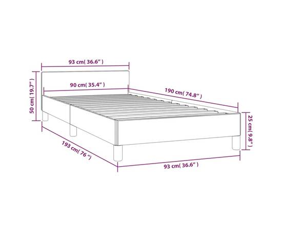 Cadru de pat cu tăblie, negru, 90x190 cm, piele ecologică, 9 image
