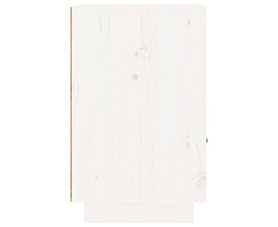 Noptieră, alb, 40x34x55 cm, lemn masiv de pin, 7 image