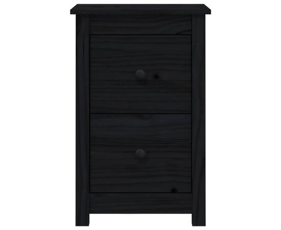 Noptieră, negru, 40x35x61,5 cm, lemn masiv de pin, 3 image