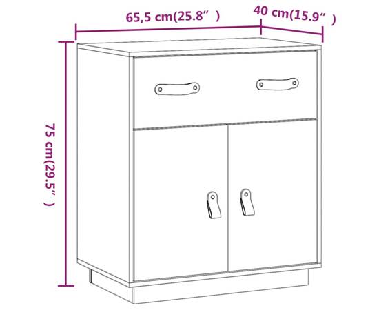 Servantă, 65,5x40x75 cm, lemn masiv de pin, 9 image