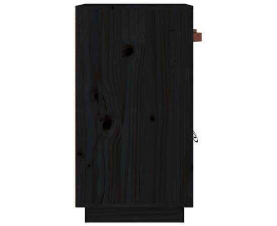 Servantă, negru, 65,5x40x75 cm, lemn masiv de pin, 5 image
