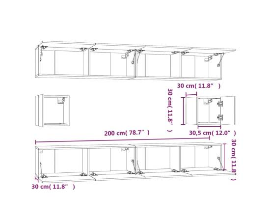 Set dulapuri tv, 6 piese, stejar fumuriu, lemn prelucrat, 9 image