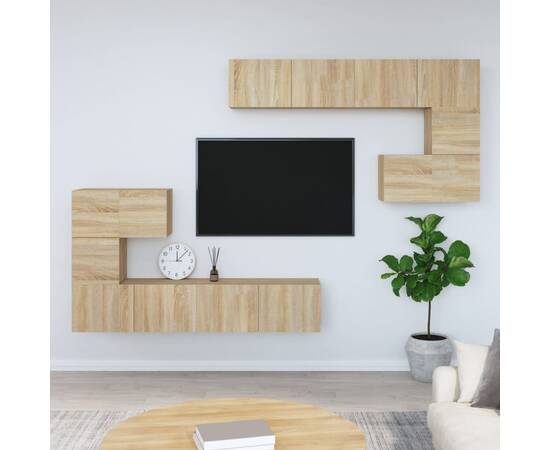 Dulap tv montat pe perete, stejar sonoma, lemn prelucrat