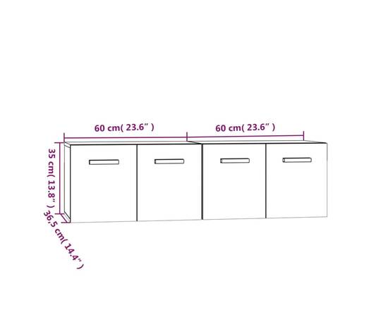 Dulapuri tv de perete, 2 buc., alb, 60x36,5x35 cm lemn compozit, 8 image