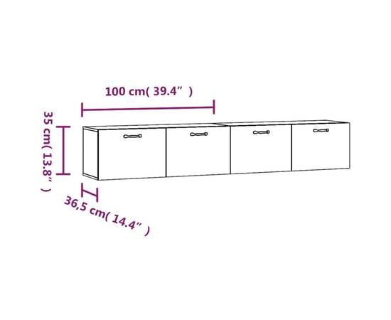 Dulapuri de perete, 2 buc., alb, 100x36,5x35 cm, lemn prelucrat, 8 image