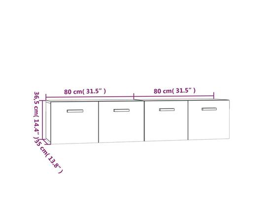 Dulapuri de perete, 2 buc., stejar fumuriu, 80x35x36,5 cm, lemn, 8 image