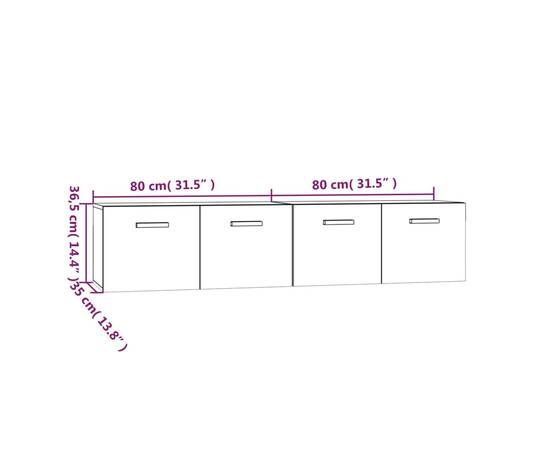 Dulapuri de perete 2 buc alb lucios 80x35x36,5 cm lemn compozit, 8 image