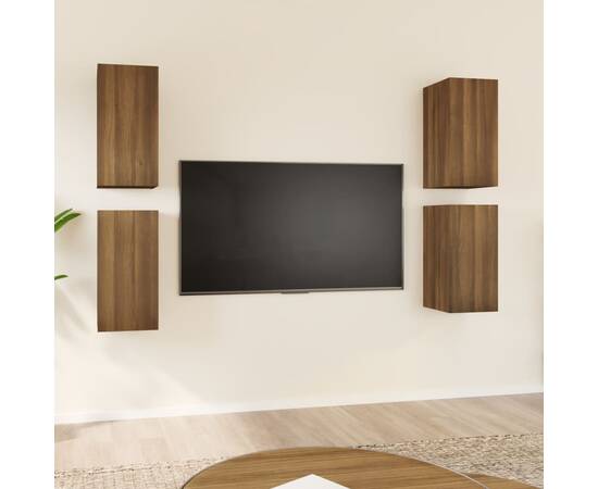 Dulapuri tv, 4 buc., stejar maro, 30,5x30x60 cm, lemn prelucrat