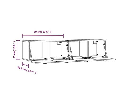 Dulapuri tv 2 buc. alb extralucios 60x36,5x35 cm lemn compozit, 8 image