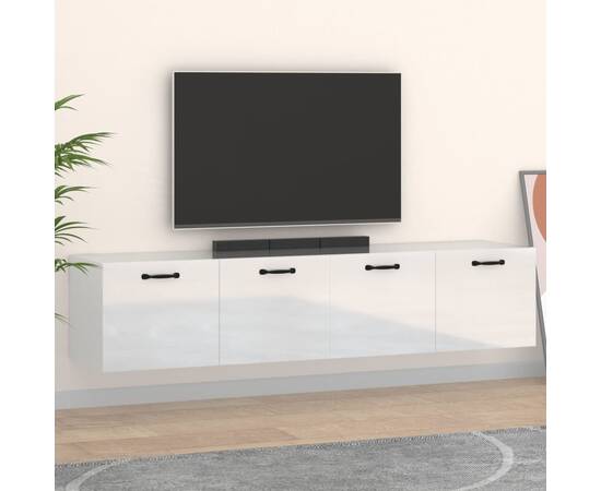 Dulapuri tv 2 buc. alb extralucios 60x36,5x35 cm lemn compozit