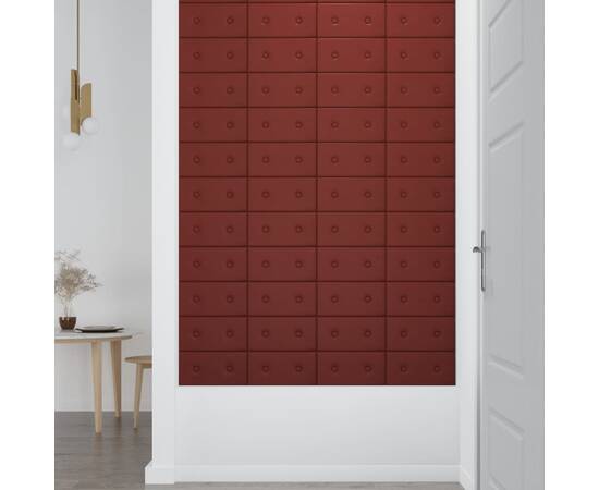 Panouri de perete 12 buc. roșu vin 30x15 cm piele eco 0,54 m², 4 image