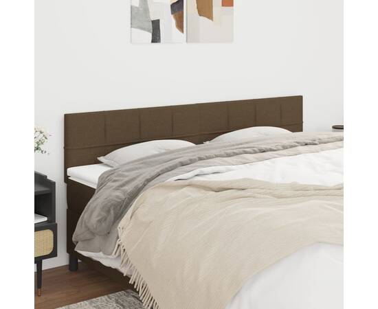 Tăblii de pat, 2 buc, maro închis, 80x5x78/88 cm, textil
