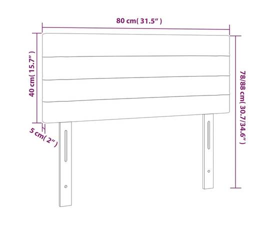 Tăblie de pat, albastru, 80x5x78/88 cm, textil, 8 image