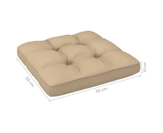 Pernă canapea din paleți, bej, 50x50x12 cm, 4 image
