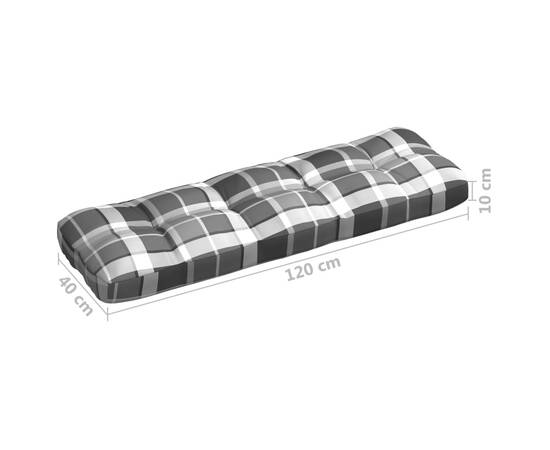 Pernă canapea din paleți, gri în carouri, 120x40x10 cm, 5 image