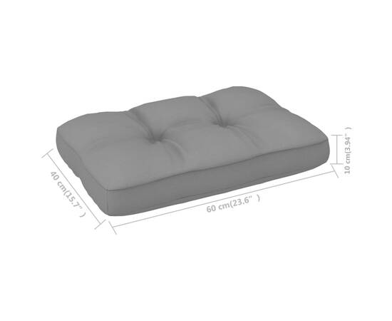 Pernă canapea din paleți, gri, 60 x 40 x 12 cm, 4 image