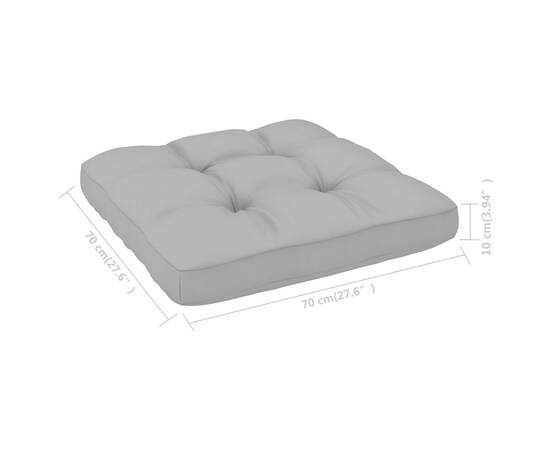 Pernă canapea din paleți, gri, 70x70x12 cm, 5 image