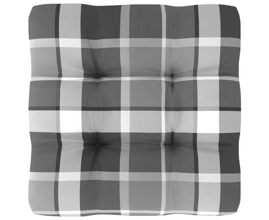 Pernă canapea din paleți, gri, model carouri, 50x50x12 cm