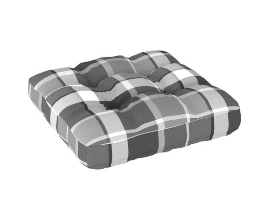 Pernă canapea din paleți, gri, model carouri, 50x50x12 cm, 2 image