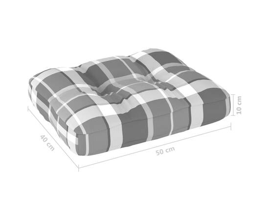 Pernă canapea din paleți, gri carouri, 50 x 40 x 12 cm, 4 image