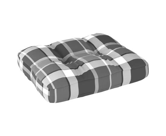 Pernă canapea din paleți, gri carouri, 50 x 40 x 12 cm, 2 image
