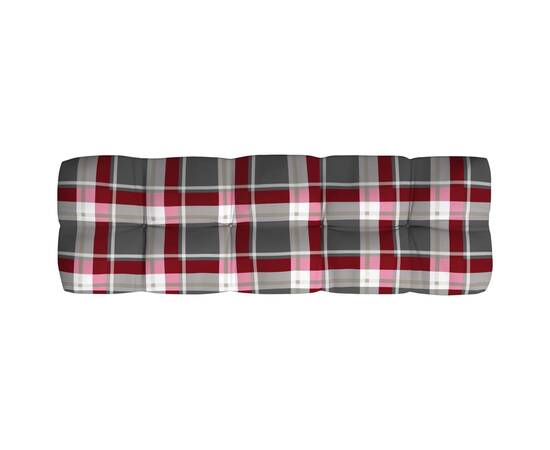 Pernă canapea din paleți, roșu în carouri, 120x40x10 cm, 2 image
