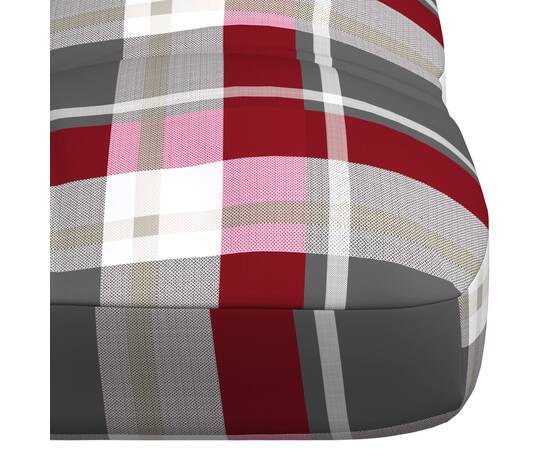 Pernă canapea din paleți, roșu în carouri, 120x40x10 cm, 4 image