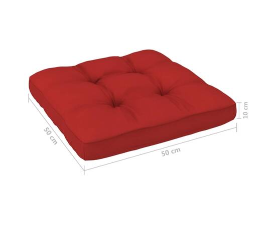 Pernă canapea din paleți, roșu, 50x50x12 cm, 4 image
