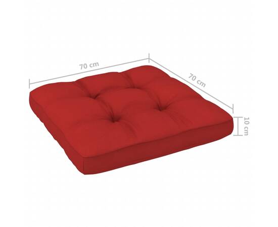 Pernă canapea din paleți, roșu, 70x70x12 cm
