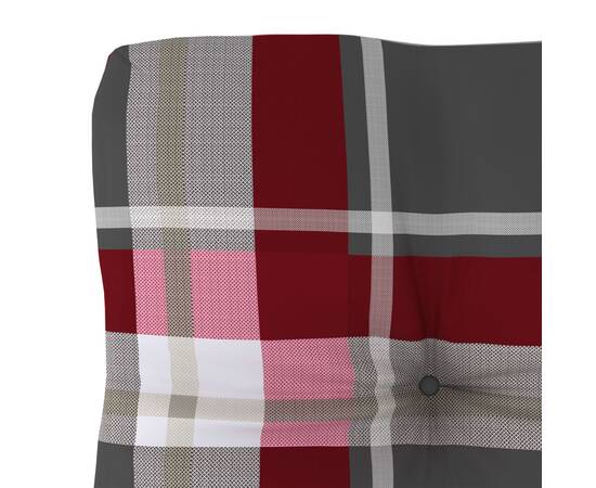 Pernă canapea din paleți, roșu, model carouri, 50x50x12 cm, 3 image
