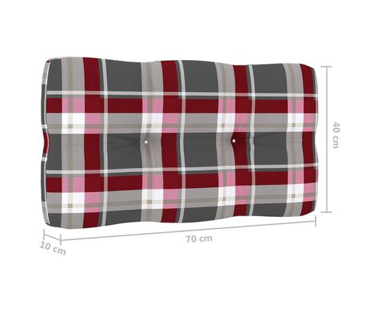 Pernă canapea din paleți, roșu model carouri, 70x40x12cm, 4 image