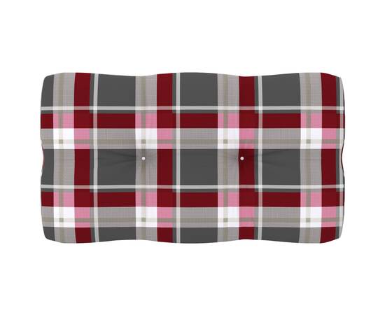 Pernă canapea din paleți, roșu model carouri, 70x40x12cm, 2 image