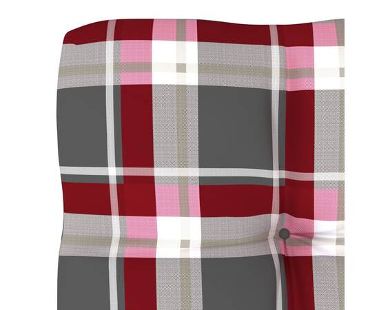 Pernă canapea din paleți, roșu model carouri, 70x70x12 cm, 4 image