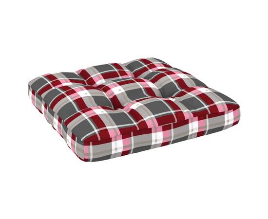 Pernă canapea din paleți, roșu model carouri, 70x70x12 cm, 2 image