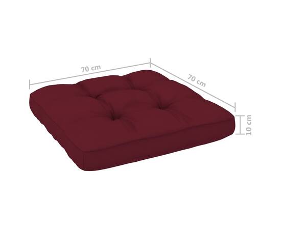 Pernă canapea din paleți, roșu vin, 70 x 70  x 12 cm, 5 image