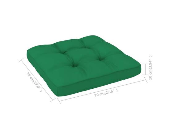 Pernă canapea din paleți, verde, 70x70x12 cm, 5 image