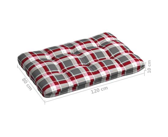Pernă canapea paleți, model roșu carouri, 120x80x12 cm, textil, 5 image