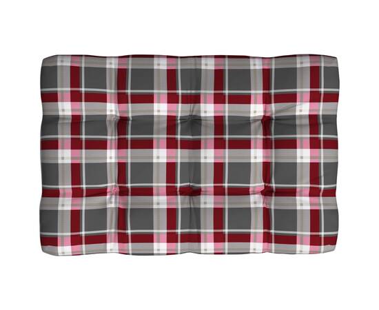 Pernă canapea paleți, model roșu carouri, 120x80x12 cm, textil, 2 image
