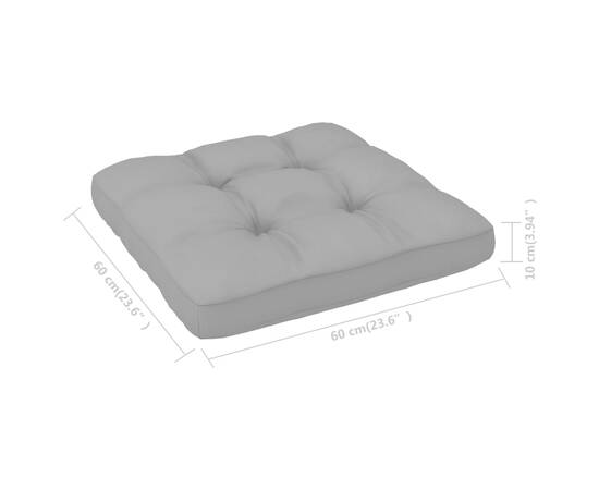 Pernă pentru canapea din paleți, gri, 60 x 60 x 12 cm, 4 image