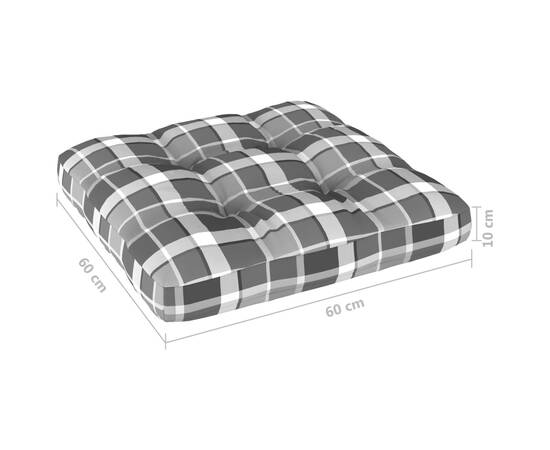Pernă pentru canapea din paleți, gri, 60x60x12cm, model carouri, 4 image