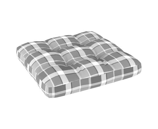 Pernă pentru canapea din paleți, gri, 60x60x12cm, model carouri, 2 image