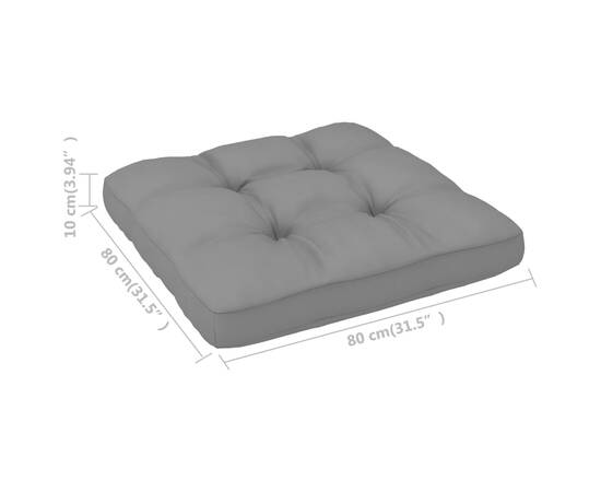 Pernă pentru canapea din paleți, gri, 80 x 80 x 12 cm, 4 image