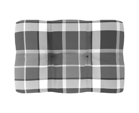 Pernă pentru canapea din paleți, gri carouri, 60 x 40 x 12 cm