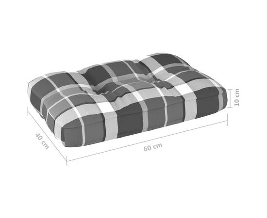 Pernă pentru canapea din paleți, gri carouri, 60 x 40 x 12 cm, 4 image
