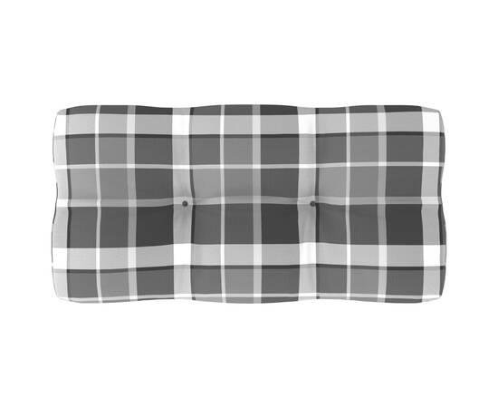 Pernă pentru canapea din paleți, gri carouri, 80 x 40 x 12 cm