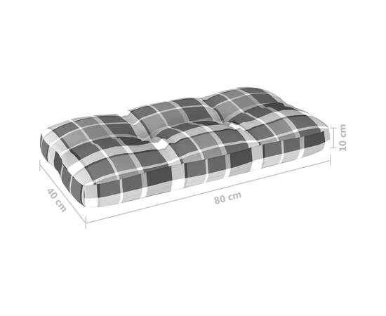 Pernă pentru canapea din paleți, gri carouri, 80 x 40 x 12 cm, 4 image